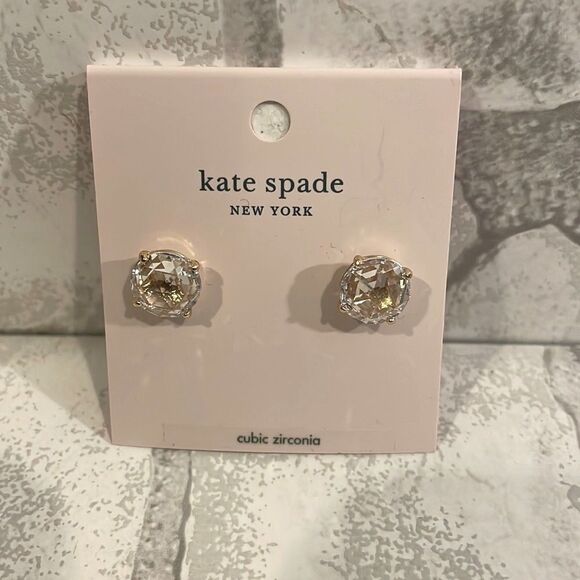 Kate Spade Cubic Zirconia Earrings Gold/Bright Ideas NWT - Picture 2 of 4